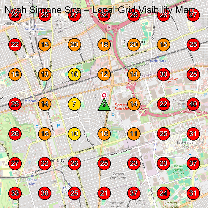 Nyah Simone Spa GeoGrid visibility map for Massage Therapist in Williston Park